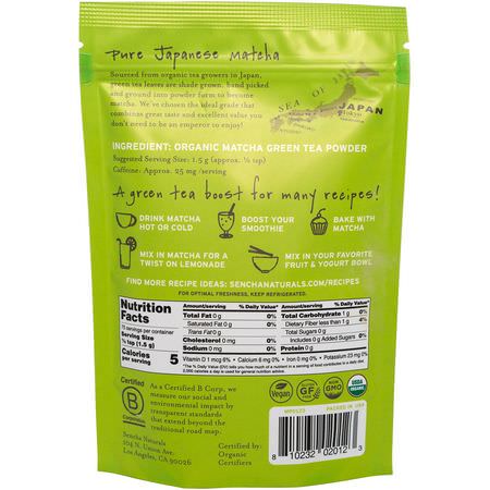 Grönt Te, Matcha Te: Sencha Naturals, Matcha, Green Tea Powder, Japanese Everyday Grade, 4 oz (113 g)