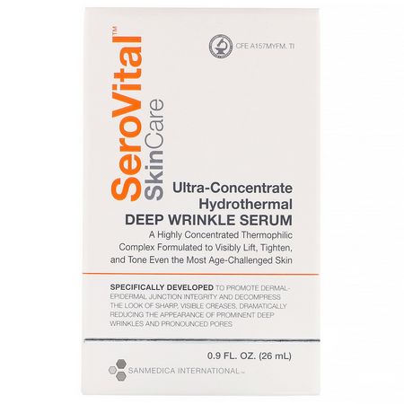 Serum, Behandlingar, Hudvård: SeroVital, Ultra-Concentrate Hydrothermal Deep Wrinkle Serum, 0.9 fl oz (26 ml)
