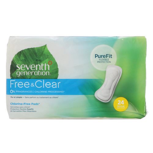 Seventh Generation, Free & Clear Maxi Pads, Regular, 24 Pads Review