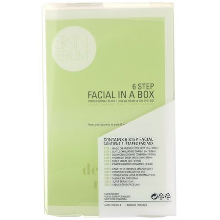 K-Beauty Face Masks, Peels, Face Masks, Beauty: SFGlow, 6 Step Facial In A Box, Detox + Radiance, 1 Set