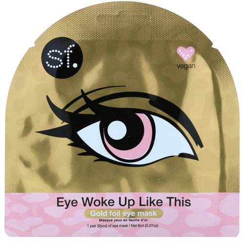 SFGlow, Eye Woke Up Like This, Gold Foil Eye Mask, 1 Mask, 0.27 oz (8 ml) Review