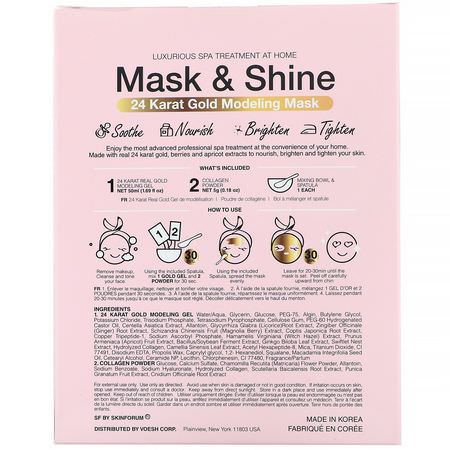 K-Beauty Face Masks, Brightening Masks, Peels, Face Masks: SFGlow, Mask & Shine, 24 Karat Gold Modeling Mask, 4 Piece Kit