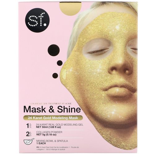 SFGlow, Mask & Shine, 24 Karat Gold Modeling Mask, 4 Piece Kit Review