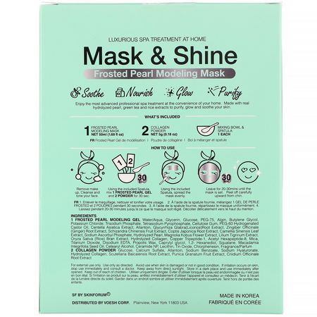 Hydrating Masks, K-Beauty Face Masks, Peels, Face Masks: SFGlow, Mask & Shine, Frosted Pearl Modeling Mask, 4 Piece Kit