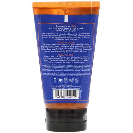 Ansiktsvård, Herrvård, Bad: SheaMoisture, Men, African Black Soap & Shea Butter, Facial Wash & Scrub, 4 fl oz (118 ml)