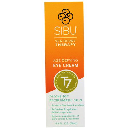Ögoncremer, Ansiktsfuktare, Skönhet: Sibu Beauty, Sea Berry Therapy, Age Defying Eye Cream, Sea Buckthorn Oil, T7, 0.5 fl oz (15 ml)