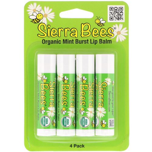 Sierra Bees, Organic Lip Balms, Mint Burst, 4 Pack, .15 oz (4.25 g) Each Review