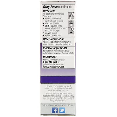Homeopati, Örter: Similasan, Allergy Eye Relief, Sterile Eye Drops, 0.33 fl oz (10 ml)