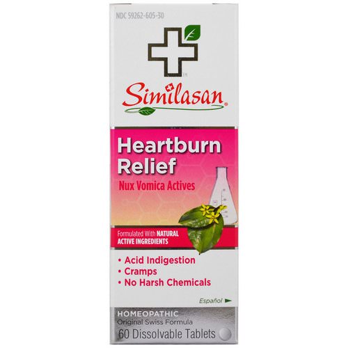 Similasan, Heartburn Relief, Nux Vomica Actives, 60 Dissolvable Tablets Review