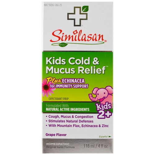 Similasan, Kids Cold & Mucus Relief, with Echinacea, Grape, 4 fl oz (118 ml) Review
