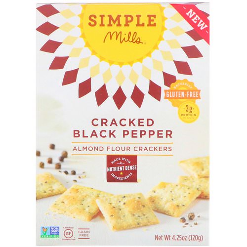 Simple Mills, Naturally Gluten-Free, Almond Flour Crackers, Cracked Black Pepper, 4.25 oz (120 g) Review