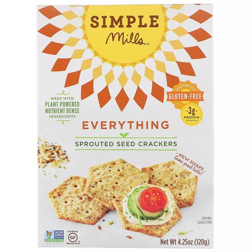 Simple Mills, Sprouted Seed Crackers, Everything, 4.25 oz (120 g) Review