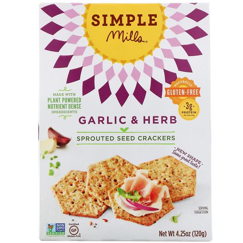 Simple Mills, Sprouted Seed Crackers, Garlic & Herb, 4.25 oz (120 g) Review