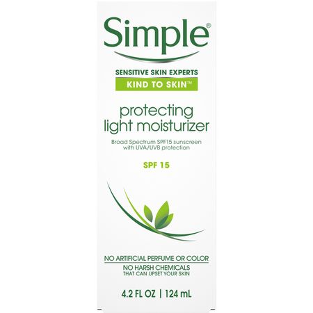 Ansiktssolkräm, Solvård, Bad: Simple Skincare, Protecting Light Moisturizer, SPF 15, 4.2 fl oz (124 ml)