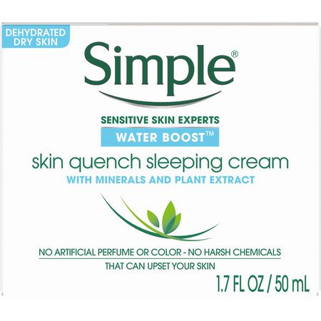 Face Moisturizer, Hudvård: Simple Skincare, Skin Quench Sleeping Cream, 1.7 fl oz (50 ml)