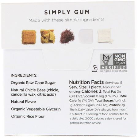 Tuggummi, Pastiller, Myntverk, Tandköttet: Simply Gum, Gum, Natural Coffee, 15 Pieces