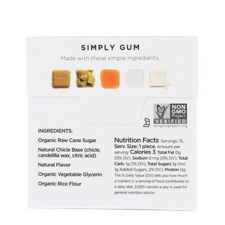 Tuggummi, Pastiller, Myntverk, Tandköttet: Simply Gum, Gum, Natural Maple, 15 Pieces