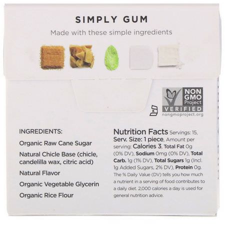 Tuggummi, Pastiller, Myntverk, Tandköttet: Simply Gum, Spearmint Natural Gum, 15 Pieces