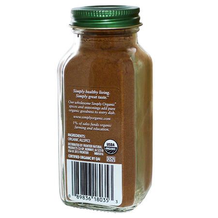 Kryddor, Örter: Simply Organic, Allspice, 3.07 oz (87 g)