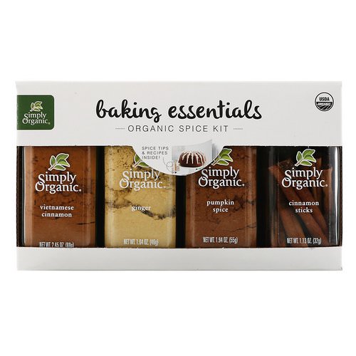 Simply Organic, Baking Essentials, Organic Spice Kit, Variety Pack, 4 Spices Review