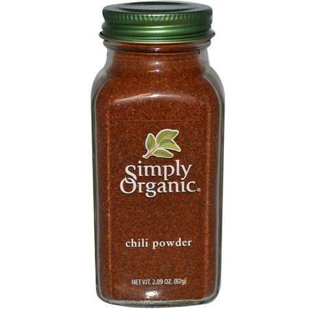 Chilipulver, Kryddor, Örter: Simply Organic, Chili Powder, 2.89 oz (82 g)