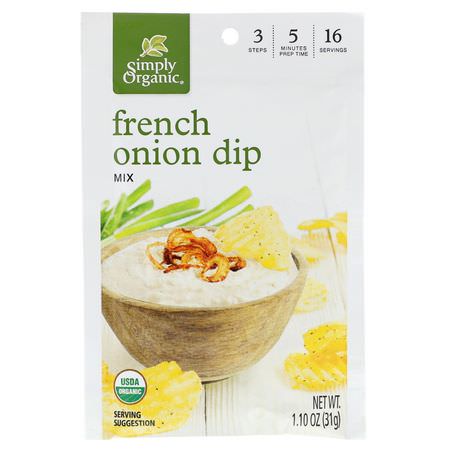 Kryddor, Örter: Simply Organic, French Onion Dip Mix, 12 Packets, 1.10 oz (31 g) Each
