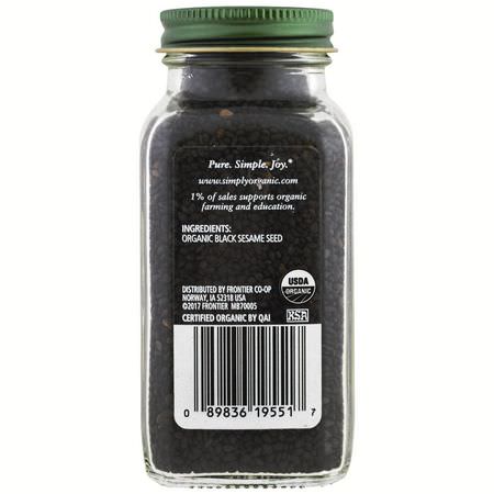 Sesame, Kryddor, Örter: Simply Organic, Organic, Black Sesame Seed, 3.28 oz (93 g)