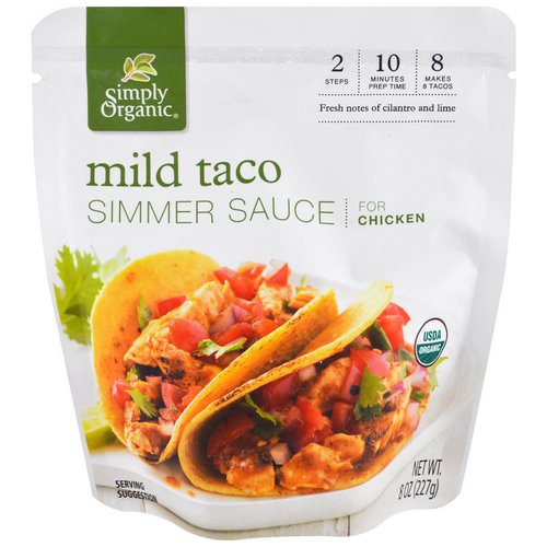 Simply Organic, Organic Simmer Sauce, Mild Taco, For Chicken, 8 oz (227 g) Review