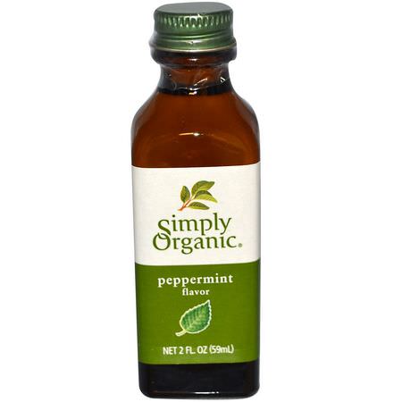 Extrakt, Smaker, Blandningar, Mjöl: Simply Organic, Peppermint Flavor, 2 fl oz (59 ml)