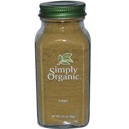 Kryddor, Salvia, Homeopati, Örter: Simply Organic, Sage, 1.41 oz (40 g)