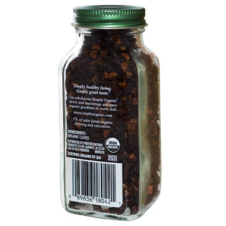 Kryddnejlika Kryddor, Örter: Simply Organic, Whole Cloves, 2.05 oz (58 g)