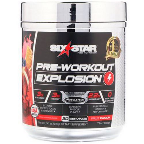 Six Star, Pre-Workout Explosion, Fruit Punch, 7.41 oz (210 g) Review