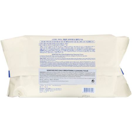 Handdukar, Ansiktsdukar, K-Beauty Cleanse, Skur: Skinfood, Rice Daily Brightening Cleansing Tissue, 80 Sheets, 12.84 fl oz (380 ml)