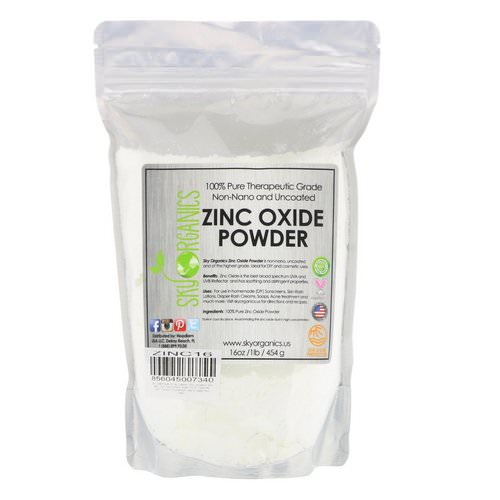 Sky Organics, 100% Pure Therapeutic Grade, Zinc Oxide Powder, 16 oz (454 g) Review