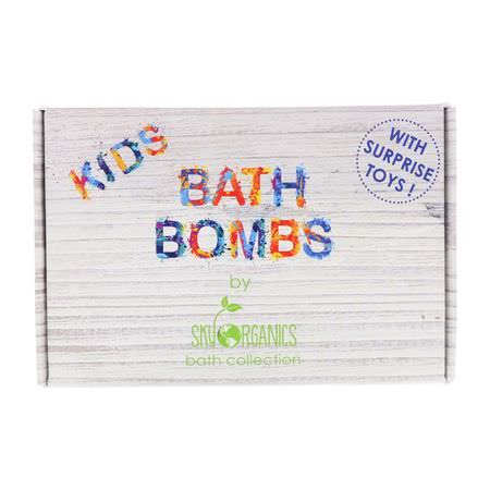 Baby Bubbelbad, Hår, Hud, Barnbad: Sky Organics, Kids Bath Bombs with Surprise Toys, 6 Bath Bombs