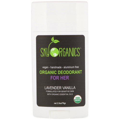 Sky Organics, Organic Deodorant For Her, Lavender Vanilla, 2.5 oz (70 g) Review