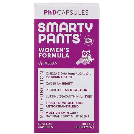 Multivitaminer För Kvinnor, Kvinnors Hälsa, Kosttillskott: SmartyPants, PhD Capsules, Women's Formula, 60 Vegan Capsules