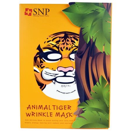 Anti-Aging Masks, K-Beauty Face Masks, Peels, Face Masks: SNP, Animal Tiger Wrinkle Mask, 10 Masks x (25 ml) Each