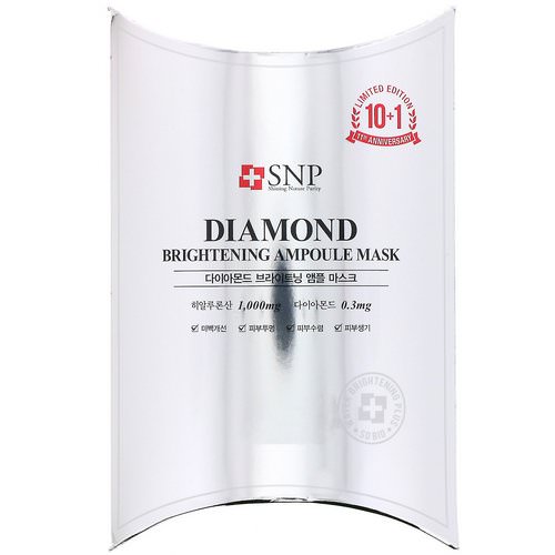 SNP, Diamond Brightening Ampoule Mask, 10 Sheets, 0.84 fl oz (25 ml) Each Review