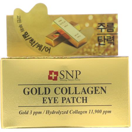 K-Beauty Face Masks, Peels, Face Masks, Beauty: SNP, Gold Collagen, Eye Patch, 60 Patches