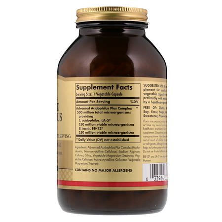 Acidophilus, Probiotics, Digestion, Supplements: Solgar, Advanced Acidophilus Plus, 240 Vegetable Capsules