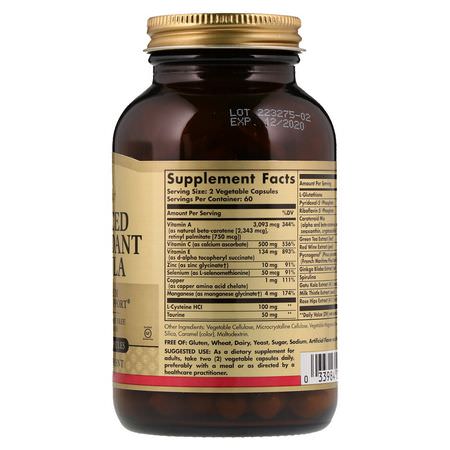 Antioxidant, Antioxidanter, Kosttillskott: Solgar, Advanced Antioxidant Formula, 120 Vegetable Capsules