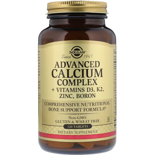 Solgar, Advanced Calcium Complex + Vitamins D3, K2, Zinc, Boron, 120 Tablets Review