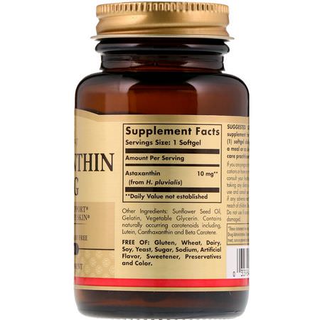 Astaxanthin, Antioxidants, Supplements: Solgar, Astaxanthin, 10 mg, 30 Softgels