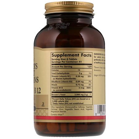 Jäst, Superfoods, Green, Supplements: Solgar, Brewer's Yeast, 7 1/2 Grains, with Vitamin B12, 250 Tablets