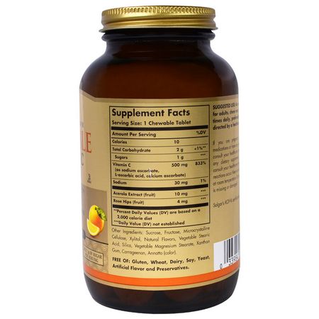 Influensa, Hosta, Kall, Vitamin C: Solgar, Chewable Vitamin C, Natural Orange Flavor, 500 mg, 90 Chewable Tablets