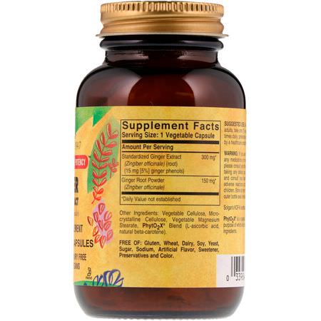 Ingefära, Homeopati, Örter: Solgar, Ginger Root Extract, 60 Vegetable Capsules