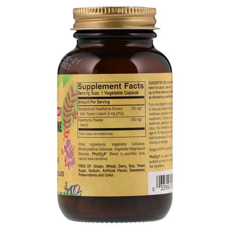 Hagtorn, Homeopati, Örter: Solgar, Hawthorne Herb Extract, 60 Vegetable Capsules