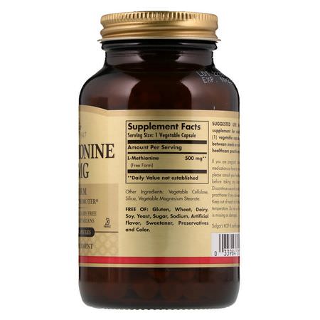 L-Metionin, Aminosyror, Kosttillskott: Solgar, L-Methionine, 500 mg, 90 Vegetable Capsules