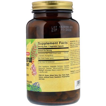 Mjölktistel Silymarin, Homeopati, Örter: Solgar, Milk Thistle Herb Extract, 150 Vegetable Capsules